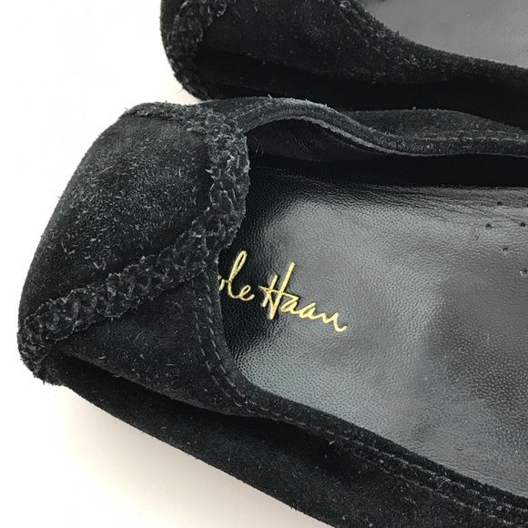 COLE HAAN Black Ballet Flat Suede Nike Air Slip On Loafer Women’s Size 9.5 WIDE - Picture 10 of 16